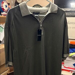 Emporio Armani Men's Polo Shirt in Dark Olive and Gray